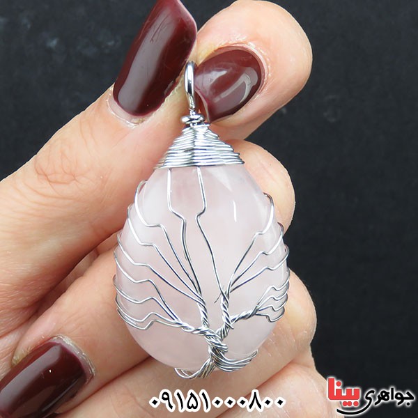 گردنبند کوارتز صورتی طرح خاص _کد:33869