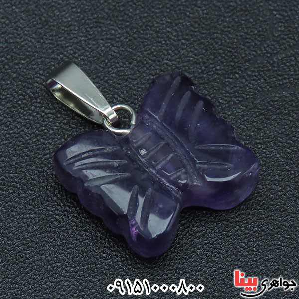 گردنبند آمتیست بسیار خاص با طرح پروانه _کد:33873