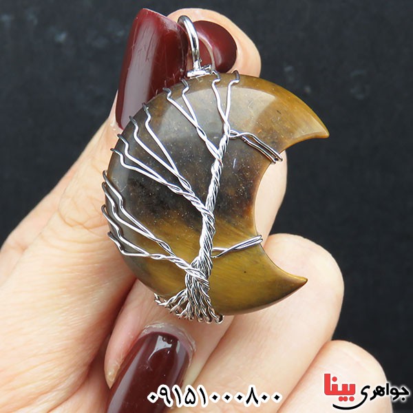 گردنبند چشم ببر با طرح ماه _کد:33878