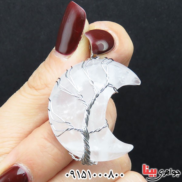 گردنبند کوارتز سفید طرح ماه _کد:33890