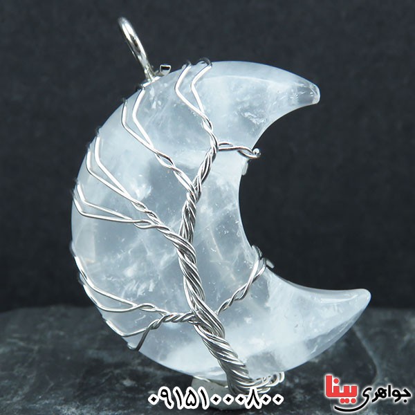 گردنبند کوارتز سفید طرح ماه _کد:33890