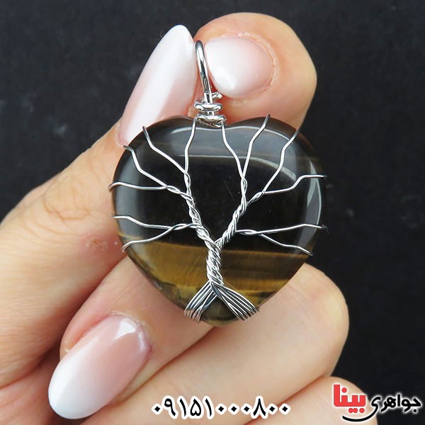 گردنبند چشم ببر خوشرنگ با طرح قلب _کد:33894