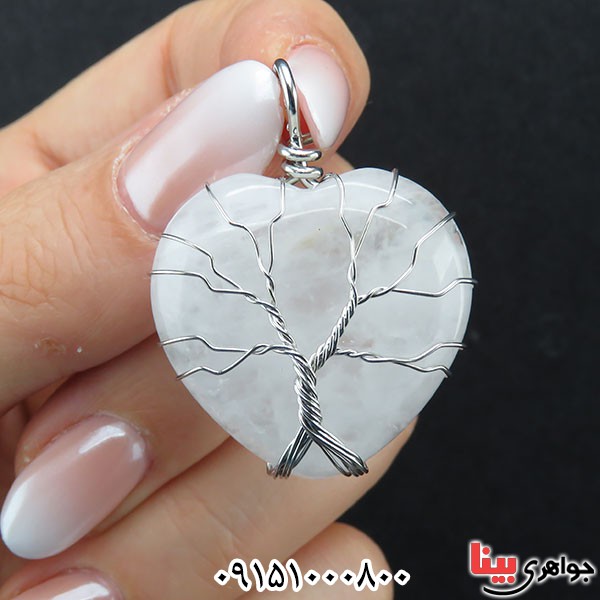 گردنبند کوارتز سفید طرح قلب _کد:33901