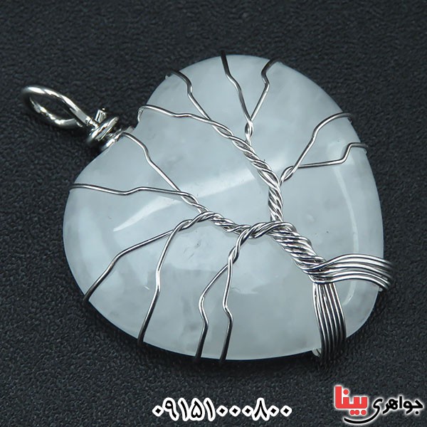 گردنبند کوارتز سفید طرح قلب _کد:33901