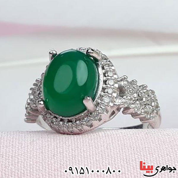 انگشتر عقیق سبز زیبا و خاص _کد:33921