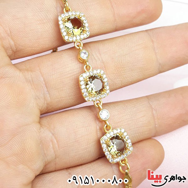 دستبند الکساندریت سه نگین بسیار خاص و شیک _کد:33940