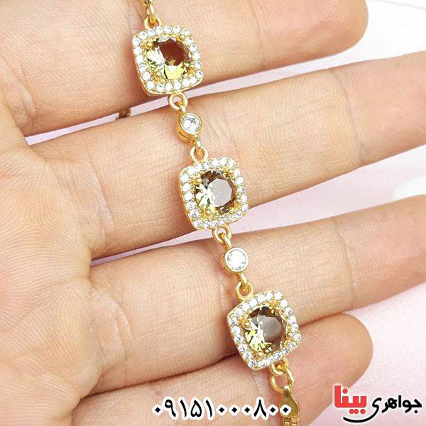 دستبند الکساندریت سه نگین بسیار خاص و شیک _کد:33940