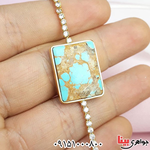 دستبند فیروزه دامغان بسیار شیک _کد:33941