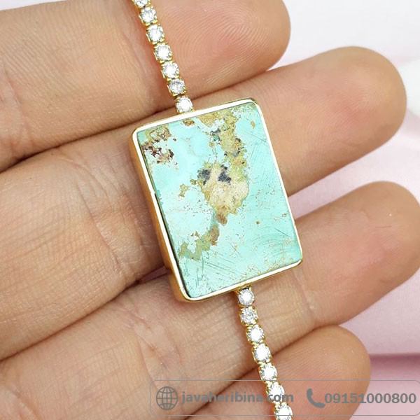 دستبند فیروزه دامغانی بسیار زیبا _کد:33942