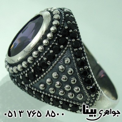 انگشتر آمتیست و عقیق سیاه