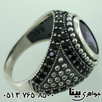 انگشتر آمتیست و عقیق سیاه