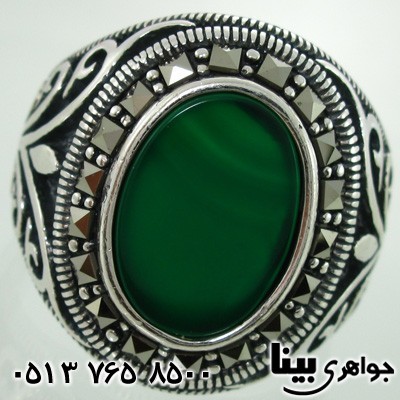 انگشتر عقیق سبز و حدید درشت