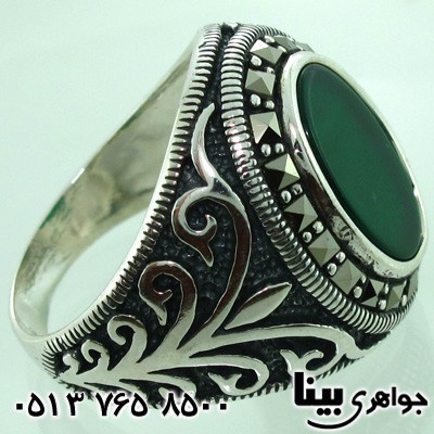 انگشتر عقیق سبز و حدید درشت