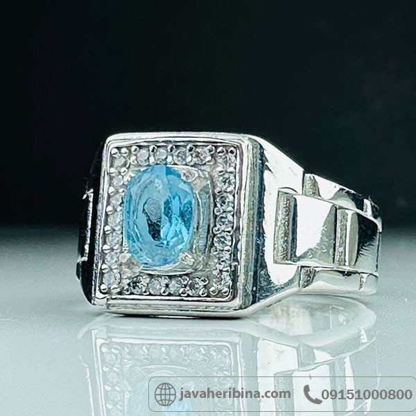 انگشتر توپاز سوئیس بسیار خوشرنگ و زیبا مردانه _کد:33989