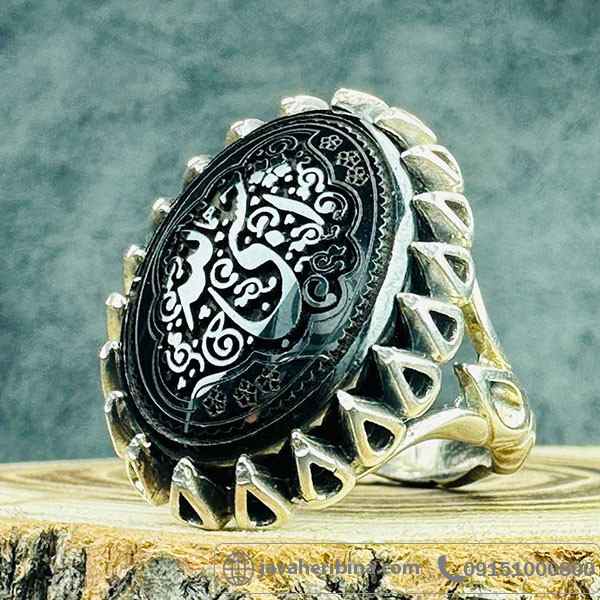 انگشتر حدید با حکاکی لیزری حسبی الله _کد:33993