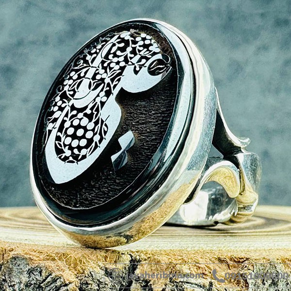 انگشتر حدید با حکاکی لیزری یا علی _کد:33994