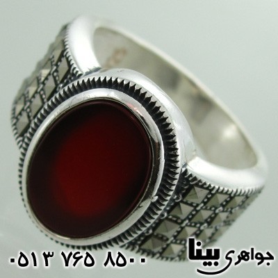 انگشتر عقیق قرمز تراش بیضی