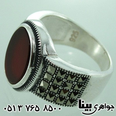 انگشتر عقیق قرمز تراش بیضی