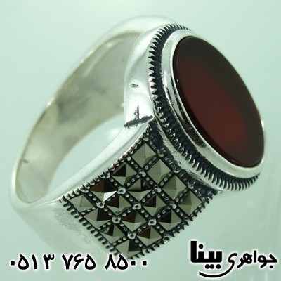 انگشتر عقیق قرمز تراش بیضی