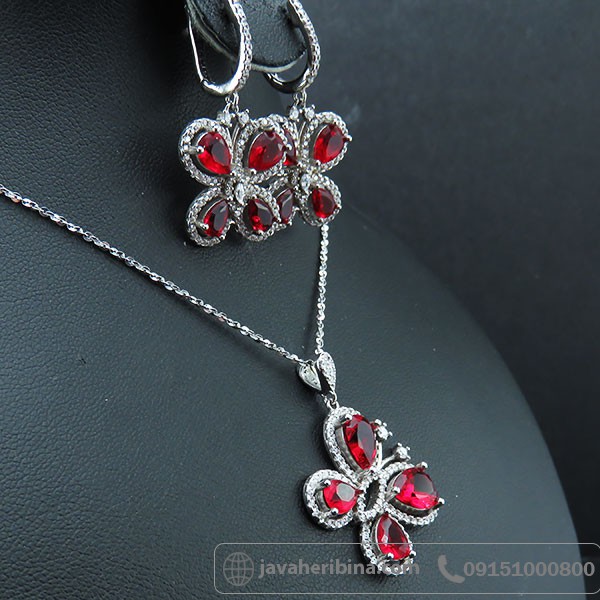 سرویس نقره طرح یاقوت سرخ مدل پروانه ای _کد:34004