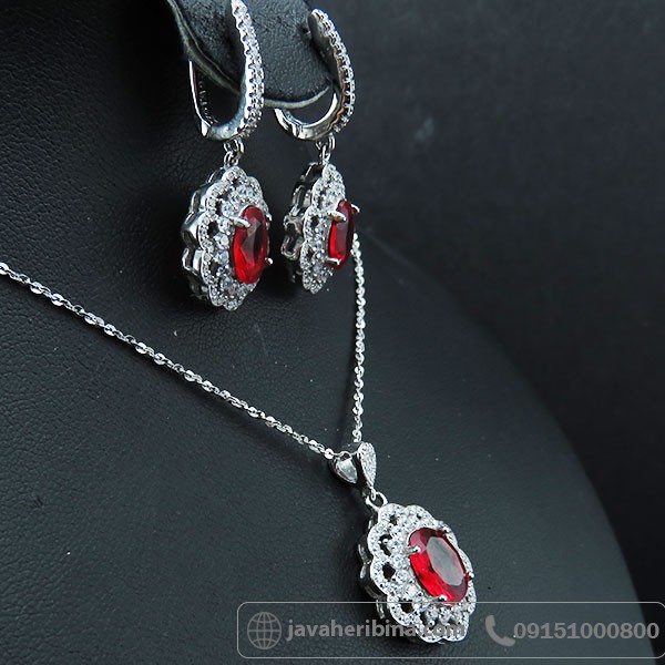 سرویس نقره طرح یاقوت سرخ خوشرنگ و زیبا _کد:34005
