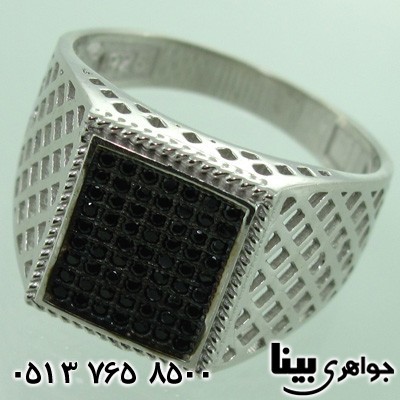 انگشتر عقیق سیاه (اونیکس) حصیری