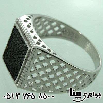 انگشتر عقیق سیاه (اونیکس) حصیری