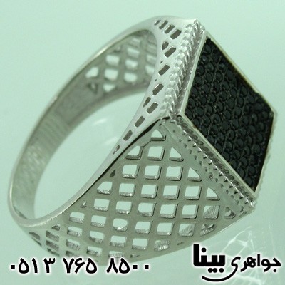 انگشتر عقیق سیاه (اونیکس) حصیری