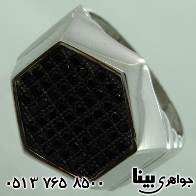 انگشتر عقیق سیاه (اونیکس) شش ضلعی