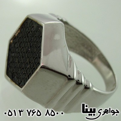 انگشتر عقیق سیاه (اونیکس) شش ضلعی