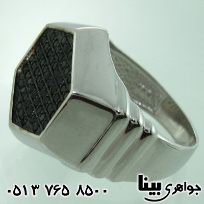 انگشتر عقیق سیاه (اونیکس) شش ضلعی