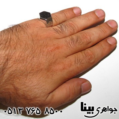 انگشتر عقیق سیاه (اونیکس) شش ضلعی