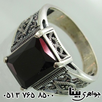 انگشتر عقیق سیاه (اونیکس) درشت طرح ملیله