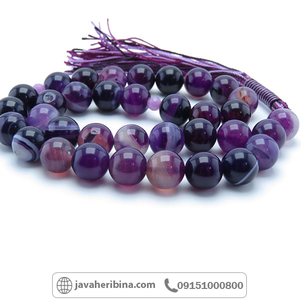 تسبیح عقیق بنفش درشت بسیار زیبا و خاص _کد:34132