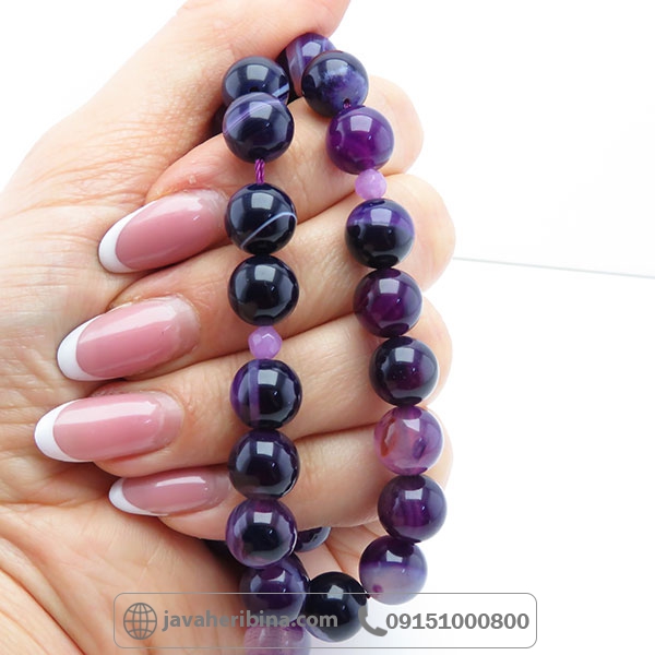 تسبیح عقیق بنفش درشت بسیار زیبا و خاص _کد:34132