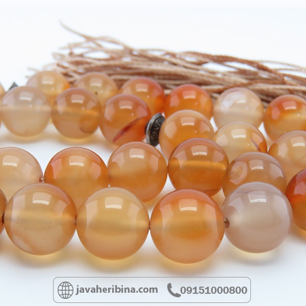 تسبیح عقیق پرتقالی 33 دانه درشت _کد:34142