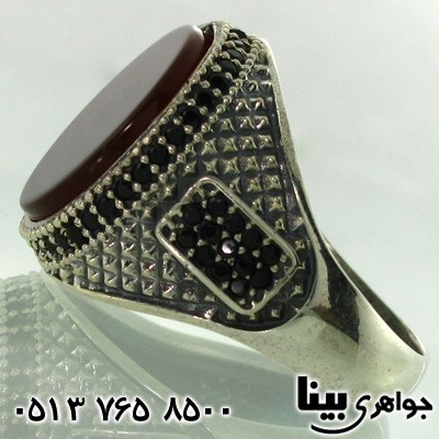 انگشتر عقیق قرمز درشت دایره ای