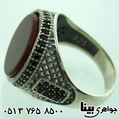 انگشتر عقیق قرمز درشت دایره ای