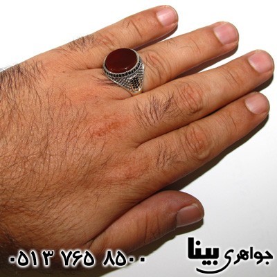 انگشتر عقیق قرمز درشت دایره ای