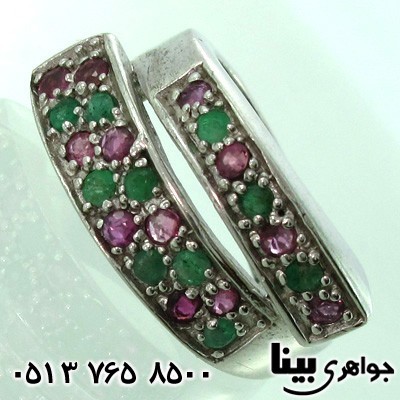 انگشتر چند جواهر یاقوت سرخ و زمرد رعد