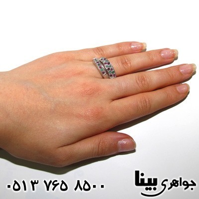 انگشتر چند جواهر یاقوت سرخ و زمرد رعد