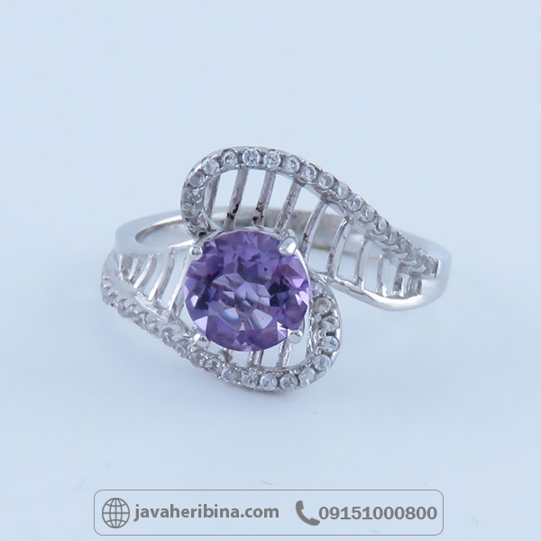 انگشتر آمتیست نقره زنانه خوشرنگ _کد:34174