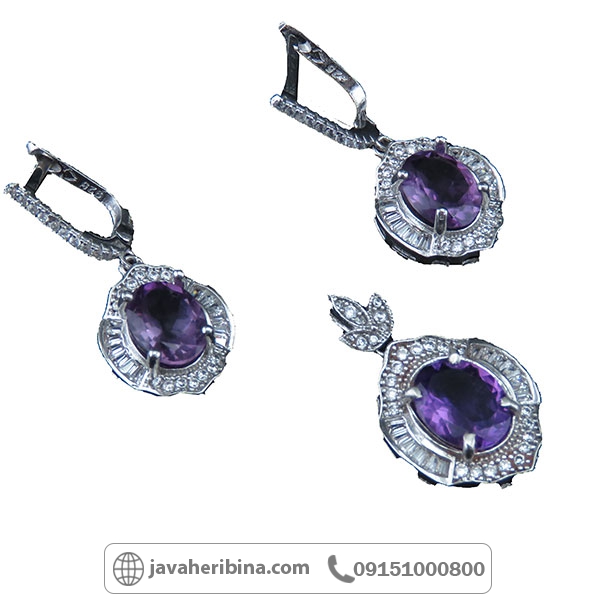 سرویس آمتیست نقره زنانه خوشرنگ و زیبا _کد:34191
