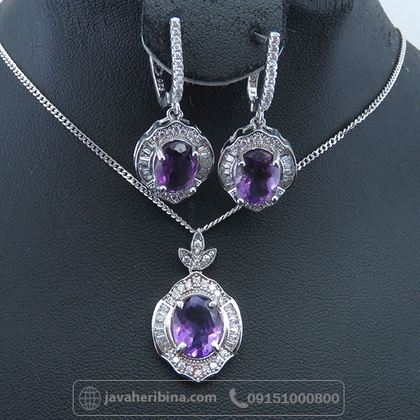 سرویس آمتیست نقره زنانه خوشرنگ و زیبا _کد:34191