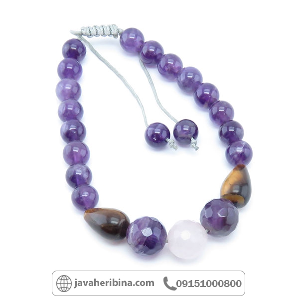 دستبند چند جواهر آمتیست و چشم ببر و رزکوارتز _کد:34252 دستبند چند جواهر آمتیست و چشم ببر و رزکوارتز _کد:34252