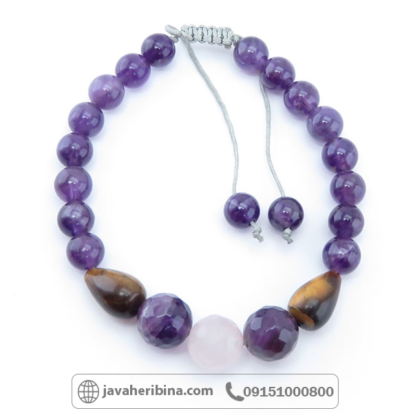 دستبند چند جواهر آمتیست و چشم ببر و رزکوارتز _کد:34252 دستبند چند جواهر آمتیست و چشم ببر و رزکوارتز _کد:34252