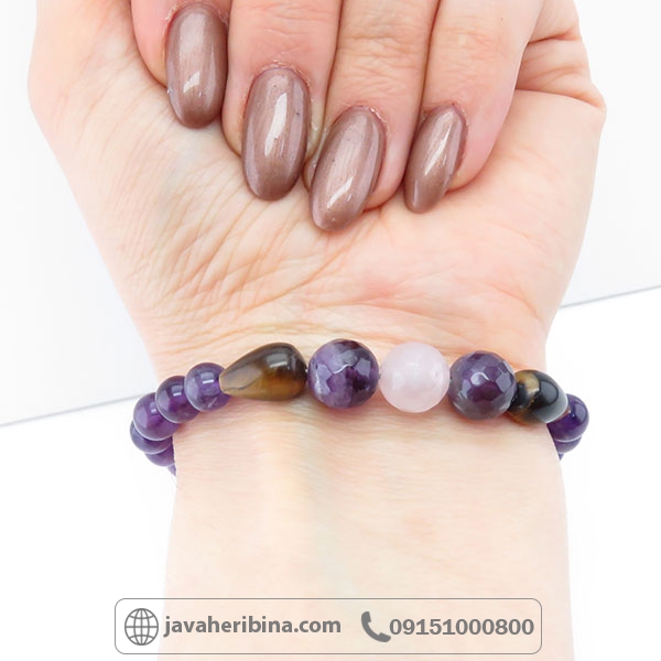 دستبند چند جواهر آمتیست و چشم ببر و رزکوارتز _کد:34252 دستبند چند جواهر آمتیست و چشم ببر و رزکوارتز _کد:34252