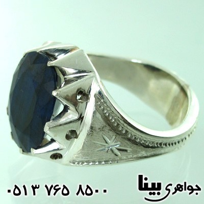 انگشتر یاقوت کبود درشت مردانه فاخر کلاسیک