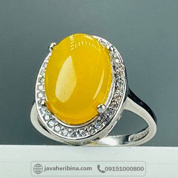 انگشتر عقیق شرف الشمس نقره زنانه درخشان _کد:34343
