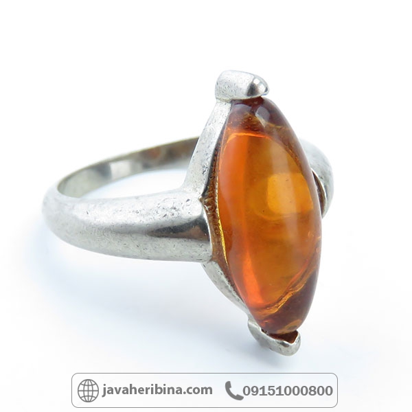 انگشتر کهربا نقره زنانه _کد:34384
